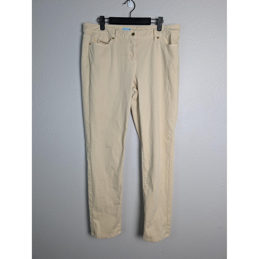 J. McLaughlin Pants Womens 14 White Slim Chino Twill Stretch‎ Pockets Zip